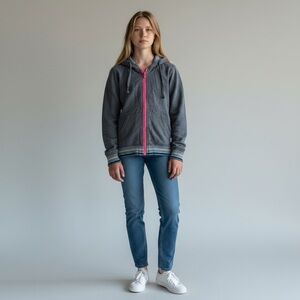 Girls Ivivva Gray Hoodie with Pink Zipper size 10